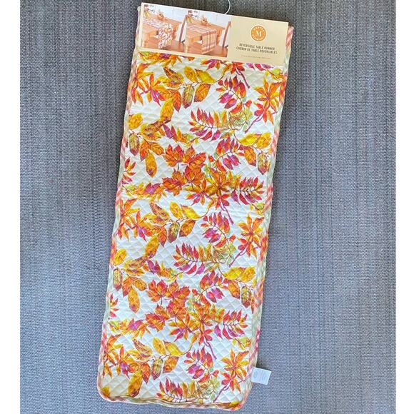 New with Tags Martha Stuart Reversible Fall, Foliage ,Leaves Table Runner - Picture 3 of 8